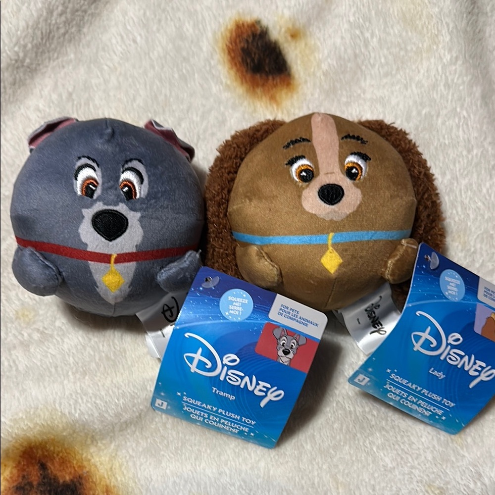 Disney Gray and Brown Lady and the Tramp Plush Set